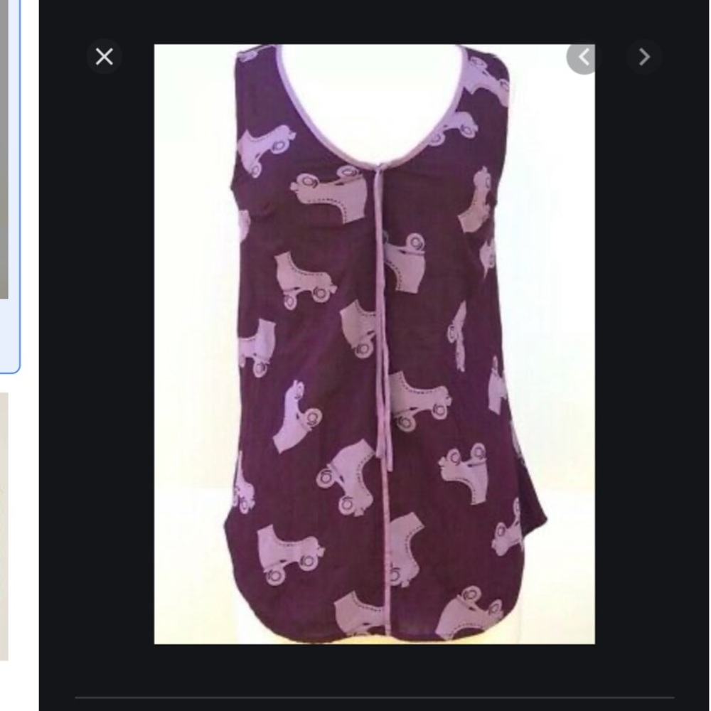 Modcloth Slvless purple woven top w/ Roller Skates